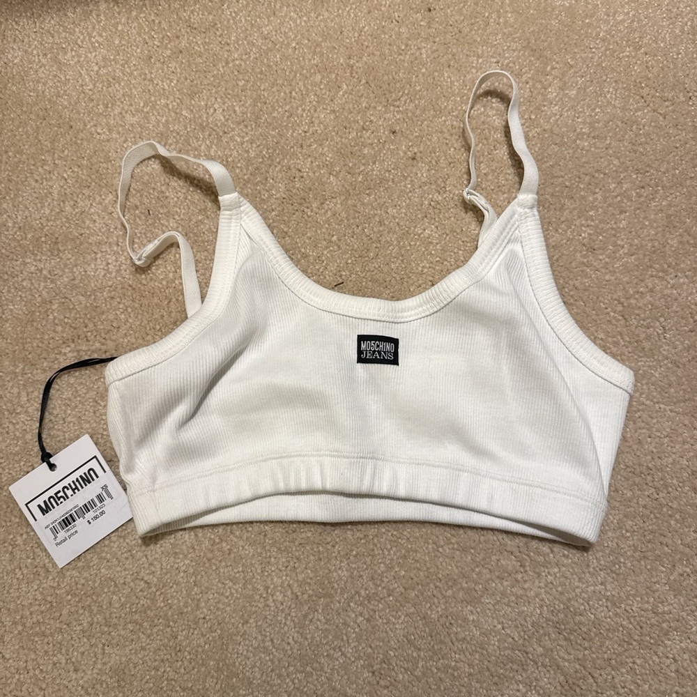 Moschino White Ribbed Bralette size xs